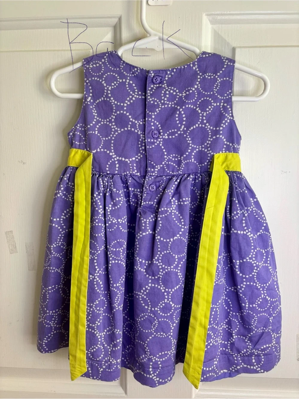 Carter's Purple Dress with White Dot Pattern and Yellow Waistband